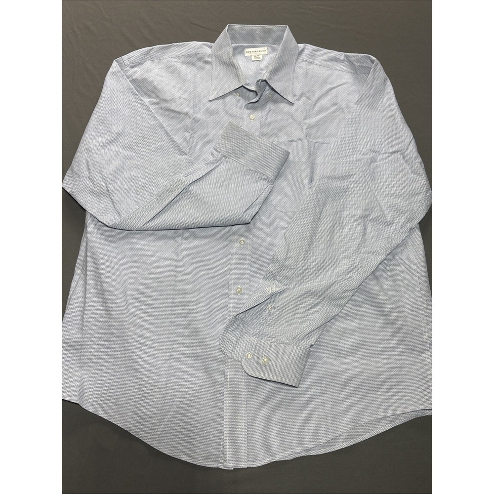 Cutter and Buck Men's Button-Up Shirt, Blue White XL